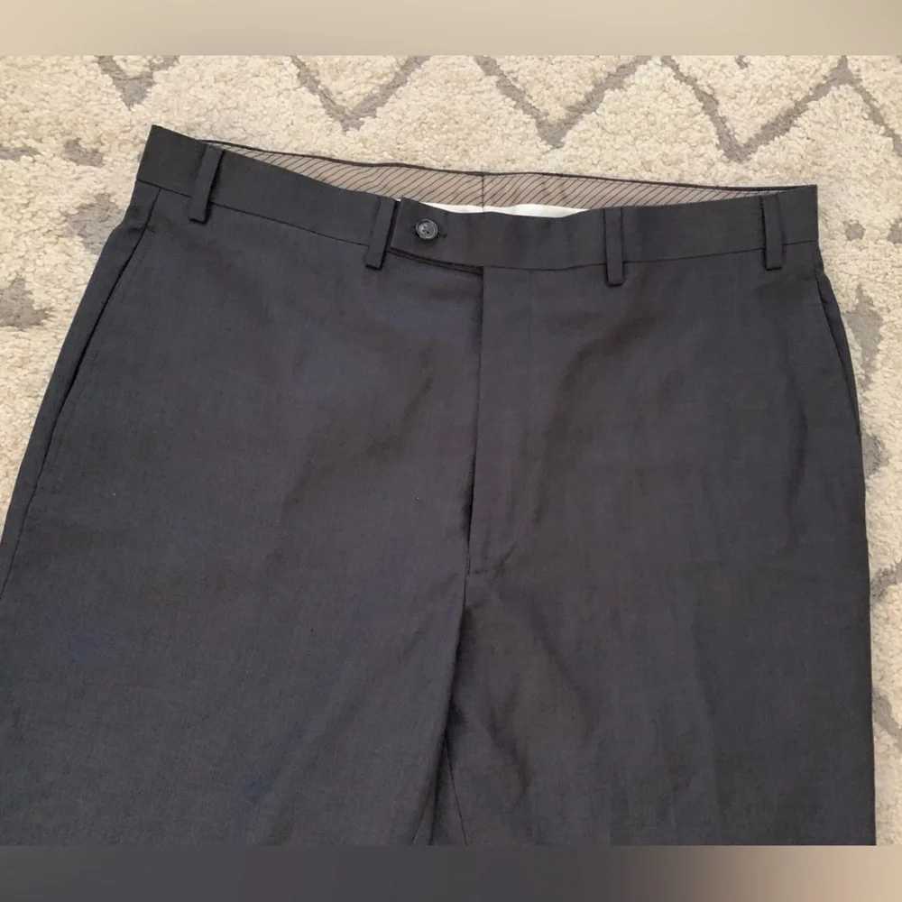 Calvin Klein Men’s Classic-Fit Solid Flat-Front Dress Pants Dark Gray